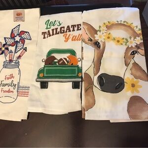 Set of Three Decorative Kitchen Tea Towels